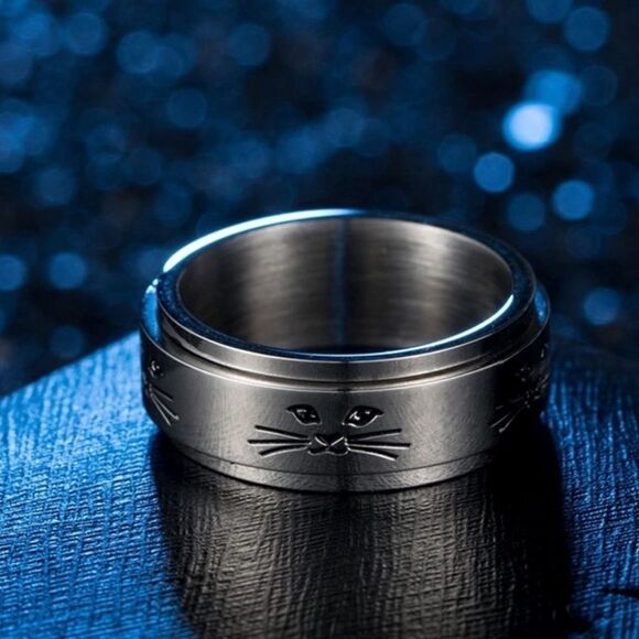 Cat Meditation Anxiety Fidget Spinner Ring - Picture 6 of 7